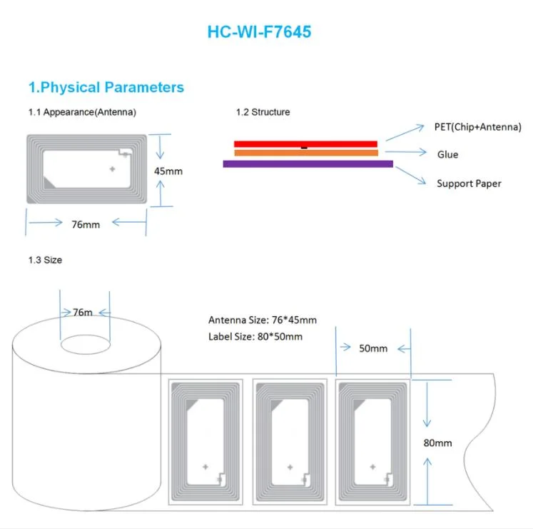 Hot Selling 13.56MHz Hf ISO15693 Icodeslix RFID Library Tag 50*80mm for Library