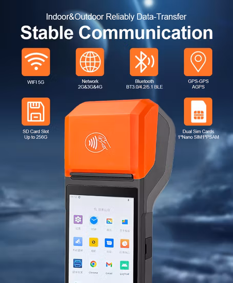 4G WiFi Handheld Mobile Android POS Terminal Punto de venta con impresora