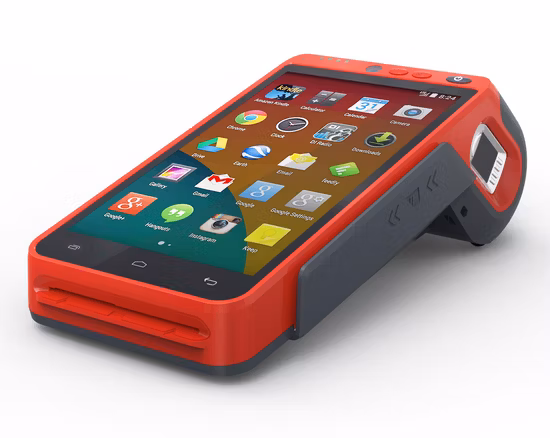 Terminal portátil todo en uno Smart Android EMV PCI POS con código de barras y huella digital